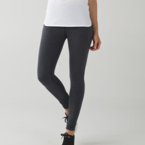 Lululemon Heathered Black Roll Down Wunder Under Pant - Picture 1 of 10